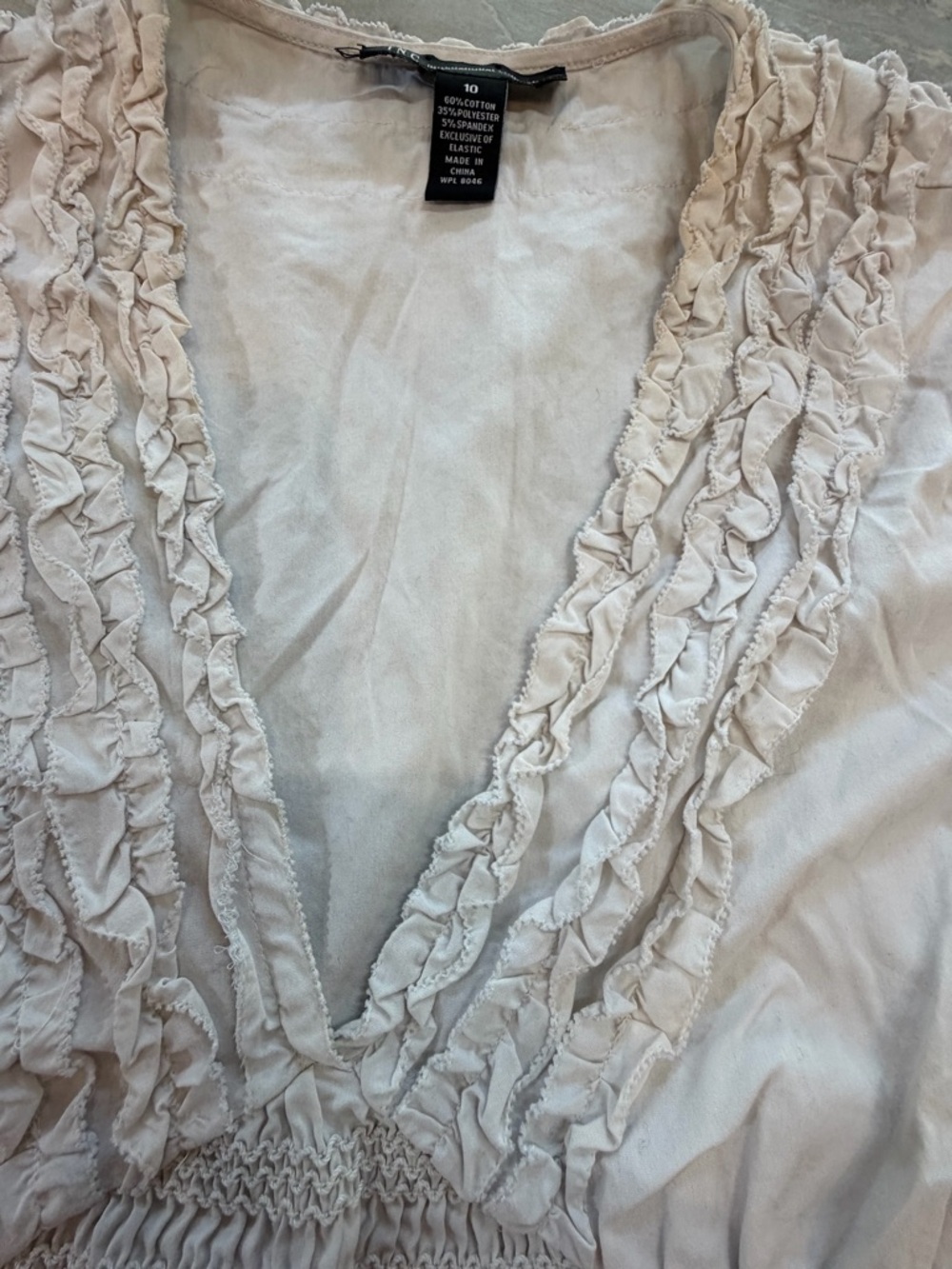 INC International Concepts Ruffle Babydoll Blouse Cream Ivory Size 10 - Picture 2 of 8